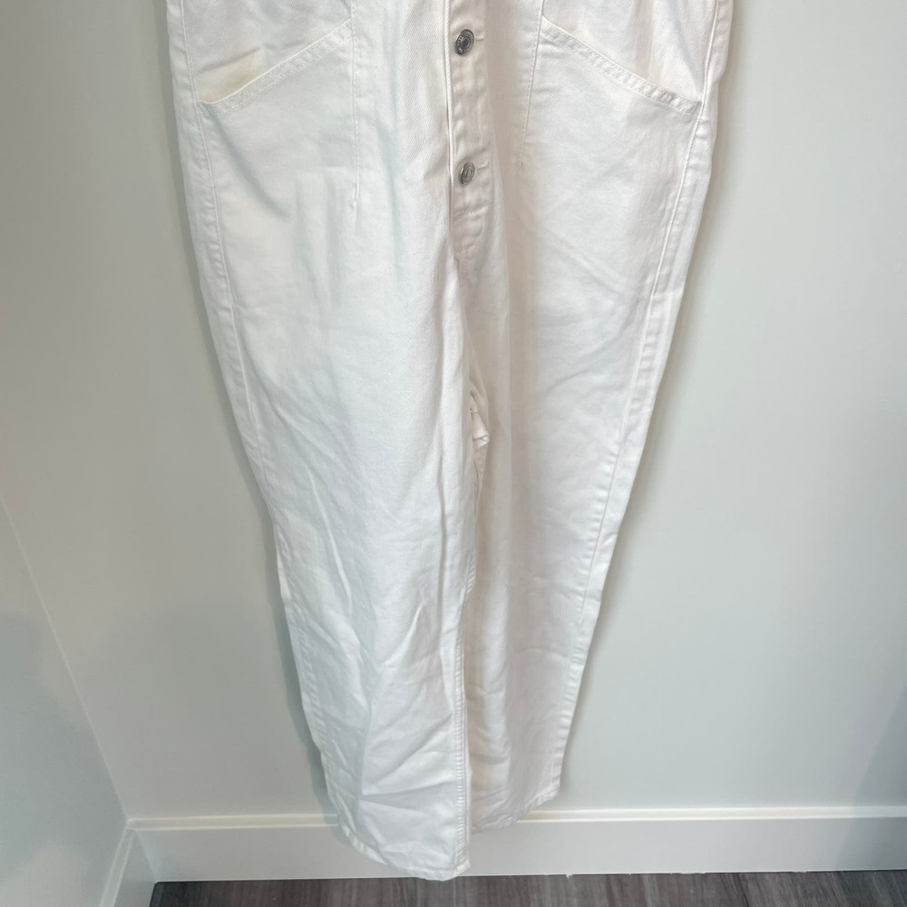 Free People We The Free Marci Jumpsuit Size Large Optic White Cotton Denim - Picture 5 of 15